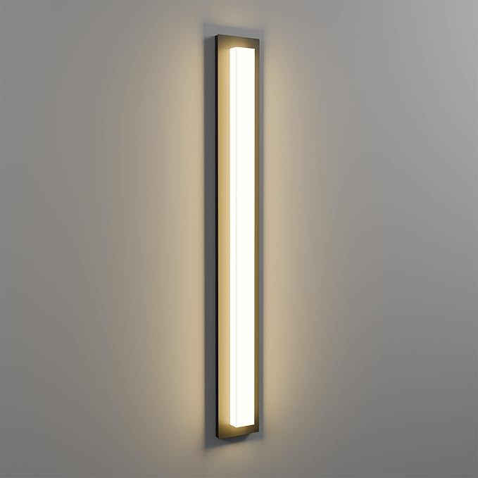 LamQee 47.2 in Aluminum Long Outdoor Wall Lights, 2900K 3000LM LED Waterproof IP65, Linear Modern Exterior Lighting Fixtures Wall Mount Outside Sconce Acrylic Shade for House Porch Patio Garage Door