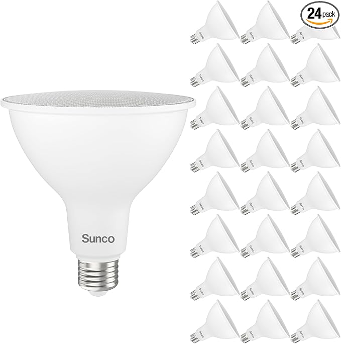 Sunco 24 Pack PAR38 LED Flood Light Outdoor Bulb, Exterior Waterproof Spotlight Lighting, 2800 LM, 20W (250W Equivalent), 5000K Daylight, Dimmable, E26 Medium Base UL