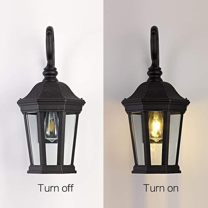 Exterior Light Fixtures, Outdoor Wall Light/Lantern, Large Outdoor Porch Light Fixtures Wall Mount in Matte Black Finish with Clear Glass, Aluminum Alloy, 60W