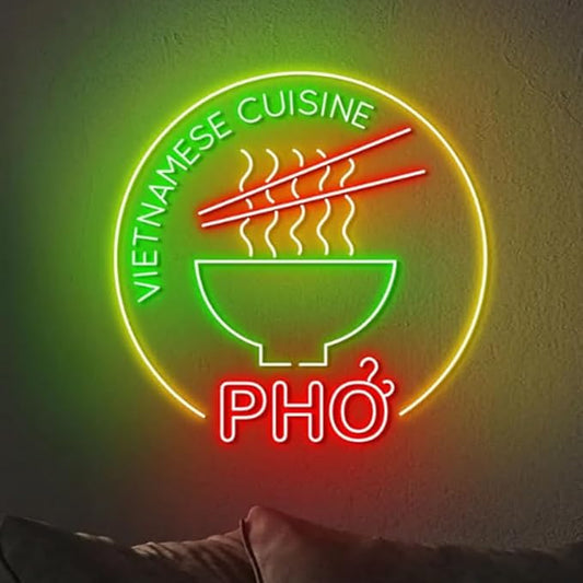 Pho Neon Sign, Vietnamese Cuisine Led Light, Pho Bowl Neon Light, Pho Food Led Light, Kitchen Wall Art, Vietnamese Restaurant Wall Decor Size:25inch