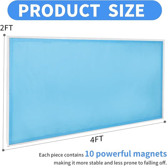 2pcs Fluorescent Light Covers - Light Covers for Ceiling Lights Classroom, Magnetic Light Filters for Office, Hospitals, Home 4 x 2 Feet (blue)