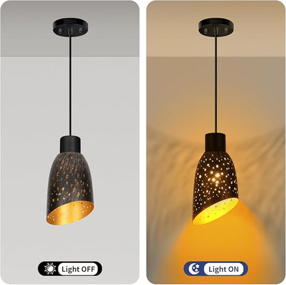 Metal Small Cut Corner Lamp Shade Laser Star Bevel Floor Lampshade Bronze Outside And Gold Inside 4.4" Top X 5.9"Height (2 Pcs)