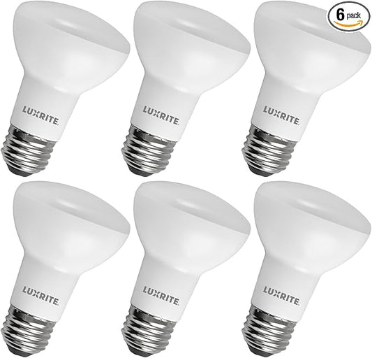 LUXRITE BR20 LED Bulb, 45W Equivalent, 2700K Warm White, Dimmable, 460 Lumens, R20 LED Flood Light Bulb 6.5W, Energy Star, Damp Rated, E26 Base, Perfect for Recessed and Track Lighting (6 Pack)