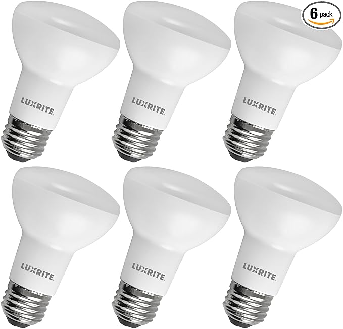 LUXRITE BR20 LED Bulb, 45W Equivalent, 4000K Cool White, Dimmable, 460 Lumens, R20 LED Flood Light Bulb 6.5W, Energy Star, Damp Rated, E26 Base, Perfect for Recessed and Track Lighting (6 Pack)