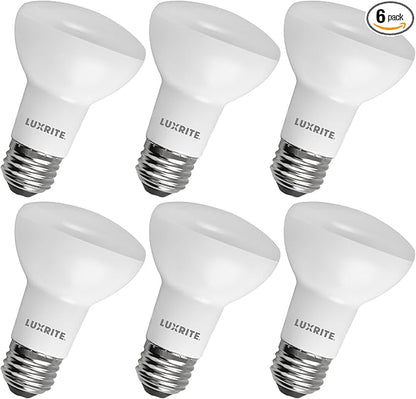 LUXRITE BR20 LED Bulb, 45W Equivalent, 4000K Cool White, Dimmable, 460 Lumens, R20 LED Flood Light Bulb 6.5W, Energy Star, Damp Rated, E26 Base, Perfect for Recessed and Track Lighting (6 Pack)