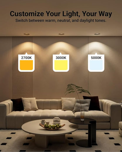 Sunco BR40 LED Light Bulbs, Indoor Flood Lights, Recessed Can Light Bulb, 1400 LM, 16W (100W Equivalent), Selectable CCT 2700K/3000K/5000K, Dimmable, E26 Base, for Home, Bedroom, Kitchen UL 4 Pack