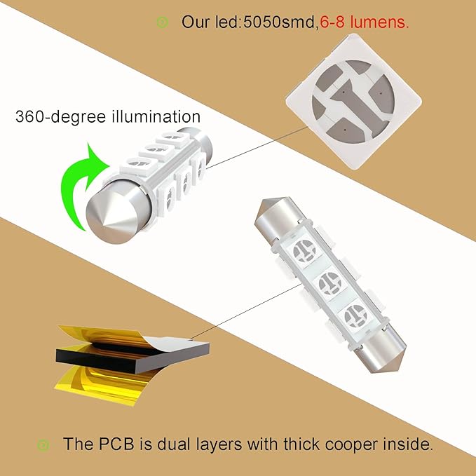 360 deg 42mm DC 24V 569 578 Festoon LED Car Bulb Red, 212-2 LED Bulbs for Truck Marine Boat Interior Door Cargo Lights Non Polarity(Pack 12)