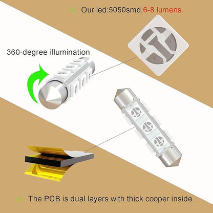 360 deg 42mm DC 24V 569 578 Festoon LED Car Bulb Red, 212-2 LED Bulbs for Truck Marine Boat Interior Door Cargo Lights Non Polarity(Pack 6)