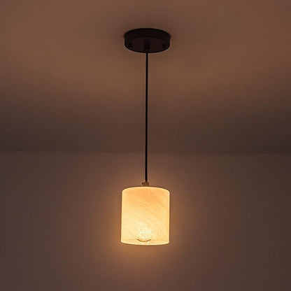 1 Pack Alabaster White Glass Lamp Shade, Cylinder Glass Lamp Shade Replacement with 1-5/8-inch Fitter Opening for Pendant light, Desk lamp,Wall Sconces and Bathroom Vanity lights.