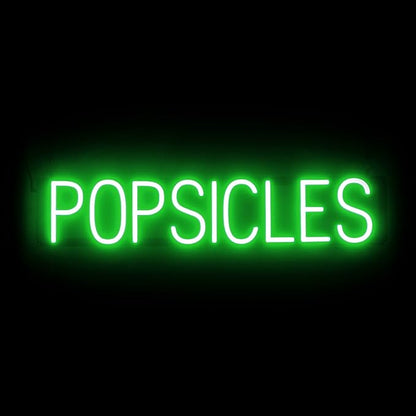 SpellBrite POPSICLES Sign | Treat-Related Sign with Neon Look, Green LED Light Source | 31.6" x 6.3"