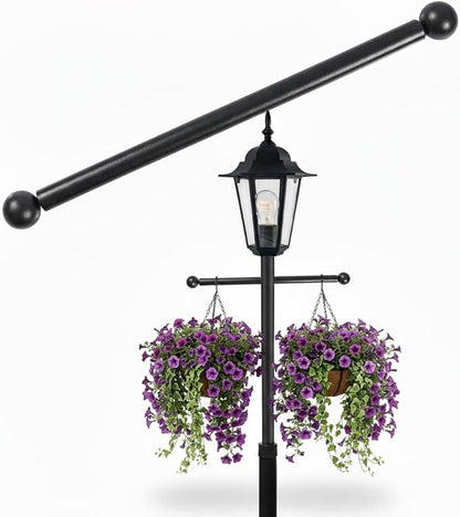 Cross Arm Replacement for Outdoor Lamp Posts, Weather Resistant Light Rod with Hanging Sign Bracket, Decorative Post Accessory (Single Pack)