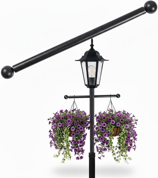 Cross Arm Replacement for Outdoor Lamp Posts, Weather Resistant Light Rod with Hanging Sign Bracket, Decorative Post Accessory (Single Pack)