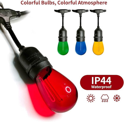 Meconard 24Pack S14 Colored LED String Light Bulbs,1Watt Plastic Shatterproof Waterproof Outdoor Indoor Replacement Bulbs for Home Decor, E26 Medium Base, Multi-Color: Red/Green/Blue/Orange