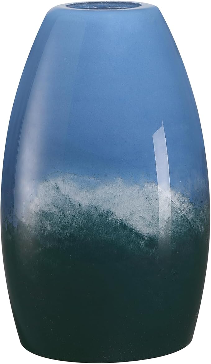 Mini Glass Pendant Light 1-Pack with Handblown Blue White Marble Art Oval Glass Lamp Ceiling Hanging Light, for Dining Room,Kitchen,Foyer,Hallway 4.72"