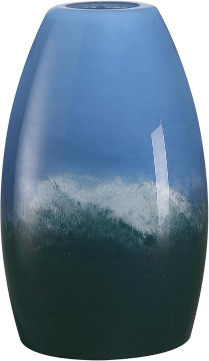 Mini Glass Pendant Light 1-Pack with Handblown Blue White Marble Art Oval Glass Lamp Ceiling Hanging Light, for Dining Room,Kitchen,Foyer,Hallway 4.72"