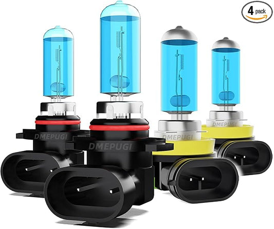 Compatible With Toyota RAV4 2016-2018 halogen Headlight Bulbs, 9012/HIR2 High Beams*2 + h11 fog Beams*2,Plug N Play,Super Brighter Headlights, Pack Of 4