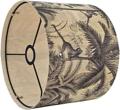 Bamboo Lampshade With Tropical Plants green floral Design, Suitable For Floor Lamps And Desk Lamps, Art deco, Rustic And Elegant, Groovy Unique(11.8 * 9Inch) (Coconut Tree)