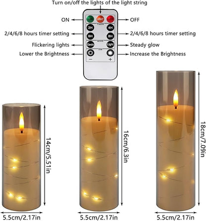 24 Pack Christmas Decoration Flickering Flameless Candles,Battery Operated Candles,LED String Lights LED Candles for New Year, Home Decor, Parties,Wedding(D2.2 xH 5" 6" 7") (Grey)