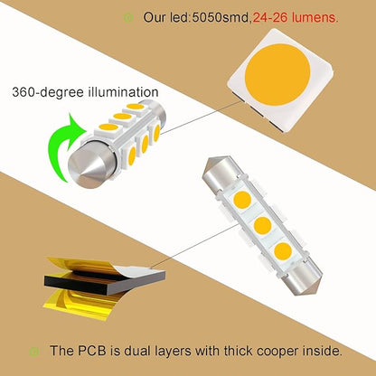 42mm DC 12V Warm White Festoon LED Bulb,578 569 LED Bulbs 211-2 for Lanscape Camper RV Automotive Interior Dome Reading Map Cargo Lights Non Polarity(Pack 12)