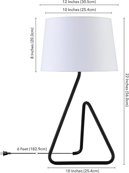 Henn&Hart 22" Metal Table Lamp with Fabric Shade in Blackened Bronze, for Home, Living Room, Bedroom, Entertainment Room, Office, Kitchen, Dining