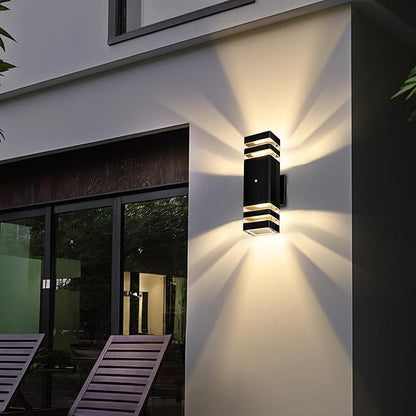 Exterior Lighting Fixtures Dusk to Dawn 2 Pack, 3000K Warm White Outdoor Wall Lights, Up and Down Porch Lights, Waterproof Outdoor Lights for House Porch Patio