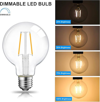 ENERGETIC SMARTER LIGHTING Dimmable LED Edison Light Bulb, G25 (G80) Globe Bulb, 60W Equivalent, 2700K Soft White, Christmas Light, E26 Standard Base, ETL Listed, 10-Pack