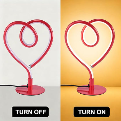 Red Table Lamp – 3CCT 2700K 4000K 6500K Stepless Dimmable Heart Lamp, Touch Control Aluminum Bedside Lamps with USB Adapter, for Bedroom,Girls Room,Nightstand,Desk