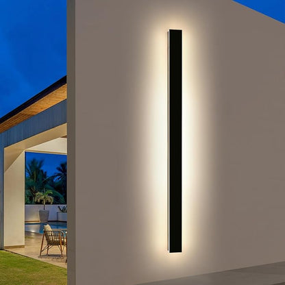 Modern Outdoor Wall Light, 71inch Black Exterior Wall Mount Light Fixtures, 3 Color 3000K/4500K/6000K, IP65 Waterproof, Porch Wall Sconce, Long Linear Outside Lighting for Patio Garage Garden