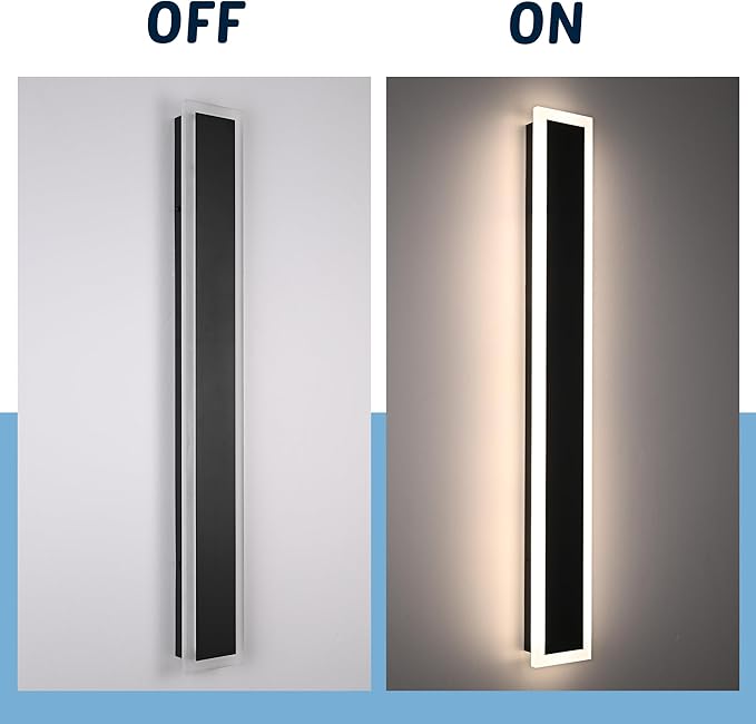 MELUCEE 2pcs 48in Long Outdoor Wall Lights Exterior Dimmable LED Wall Lights Long Outdoor Wall Sconce IP65 Waterproof, LED Linear Exterior Lights for Patio Garden Garage Front Door, 3000K-6000K