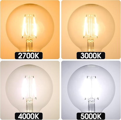 ENERGETIC SMARTER LIGHTING Dimmable LED Edison Light Bulb, G25 (G80) 500LM Globe Bulb, 60W Equivalent, 4000K Cool White, Christmas Light, E26 Standard Base, ETL Listed, 6-Pack