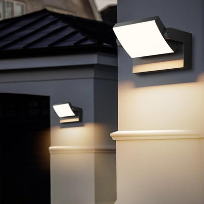 2 Pack Modern Outdoor Lights, 40W Black LED Exterior Light Fixture, 3000K Outdoor Wall Sconce, IP65 Waterproof Porch Lights for House