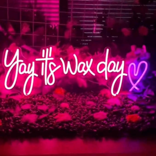 Yay it's wax day Neon Sign Custom Wax Room Neon Sign,Lash Salon Decor Beauty Salon Wall Art,Nails Hair Lashes Bar Salon Led Neon Light Size:20inch