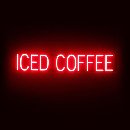 SpellBrite ICED COFFEE Sign | Cafe-Related Sign with Neon Look, Red LED Light Source | 36.6" x 6.3"