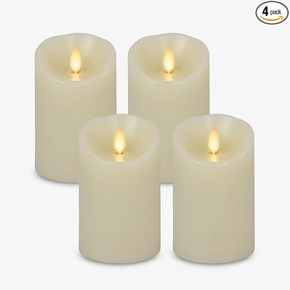 Luminara - Flameless LED Battery Operated Flickering Pillar Candles - Ivory - Pack of 4-3x4.5 - Realistic Moving Flame Real Wax Indoor/Outdoor Decor