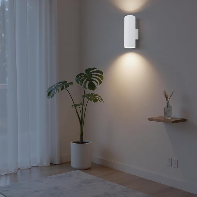Modern Outdoor Wall Lights,Stainless Steel, 23W 3000K Integrated LED Cylinder Up Down Wall Sconce Porch Lighting IP65 Waterproof Patio Wall Light Fixture for House Porch Entryway