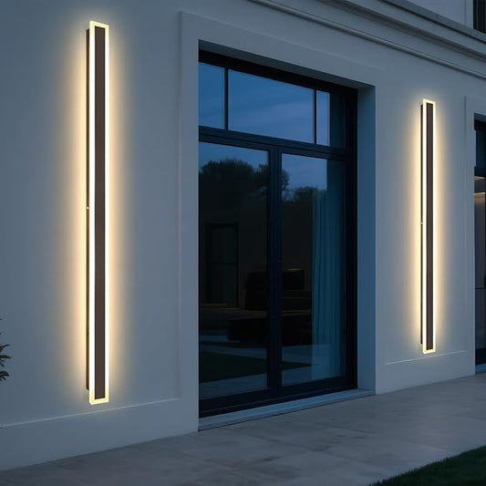 92.5inch 2 Pack Modern Outdoor Wall Lights LED 3000K Outdoor Wall Sconce IP65 Waterproof Black Exterior Garage Lights for Garden Patio