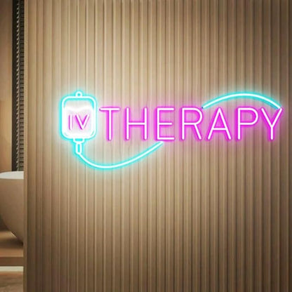IV Therapy Neon Sign, Iv Injection Room Wall Decor, Med Spa Salon Neon Sign, IV Nutrient Therapy Room Decoration, Iv Drip Led Signs Size:H 8 x W25inches
