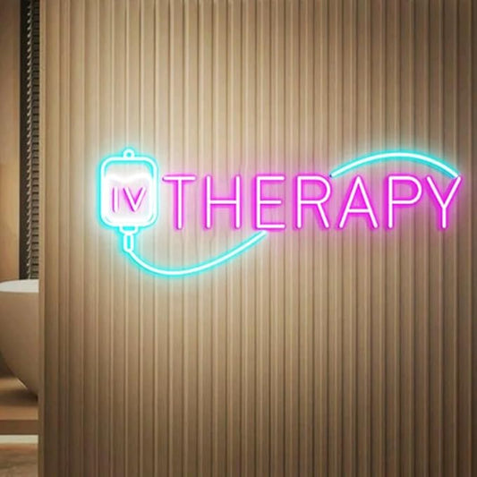 IV Therapy Neon Sign, Iv Injection Room Wall Decor, Med Spa Salon Neon Sign, IV Nutrient Therapy Room Decoration, Iv Drip Led Signs Size:H 8 x W25inches