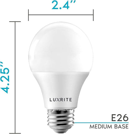 LUXRITE A19 LED Bulb 75W Equivalent, 1100 Lumens, 3500K Natural White, Dimmable Standard LED Light Bulbs 11W, Enclosed Fixture Rated, Energy Star, E26 Medium Base - Indoor and Outdoor (12 Pack)