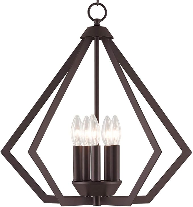 Livex Lighting 40925-07 Prism 5 Light Chandelier, 20" x 20" x 19.5", Bronze