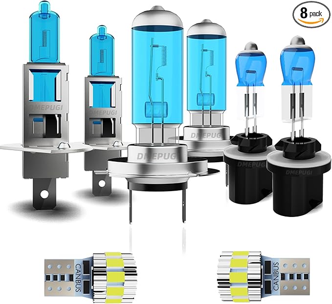 headlight bulbs Compatible With Sonata 2006-2009 Halogen lights,h1 High Beam+ h7/H8/H9 Low Beam+ 880 Fog Lights Kits+ License Plate Lights,Plug N Play,Pack of 8