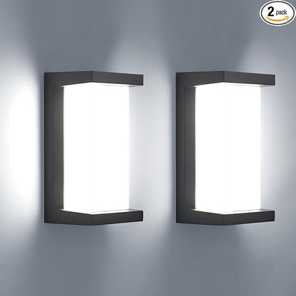 Outdoor Light Fixtures Wall Mount 2 Pack, 3 Colors & Dimmable Exterior Wall Lights for House, Front Porch & Patio