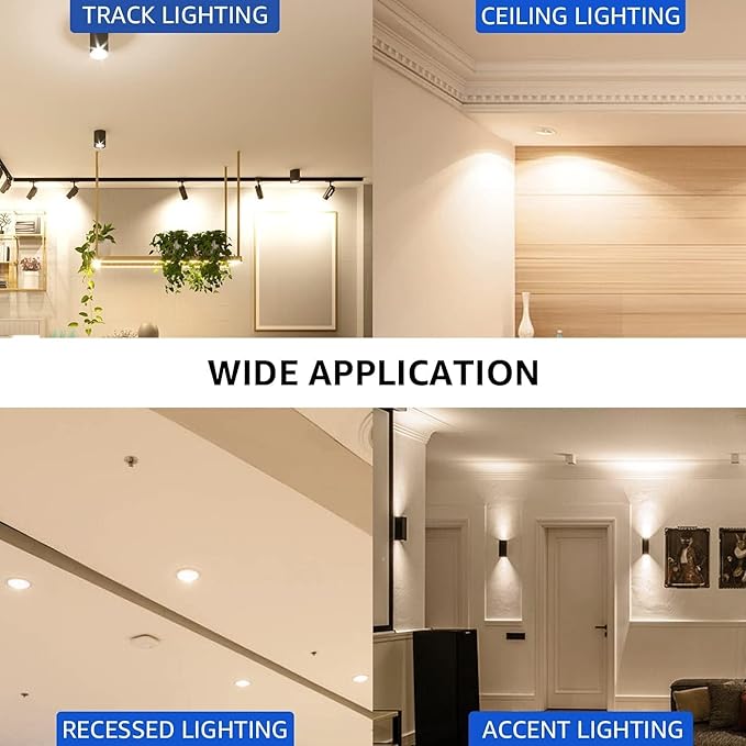 MASTERY MART Dimmable GU10 LED Light Bulbs, 5.5W Bright 2700K Soft White 50W Halogen Equivalent, 400lm Energy Saver for Track Lighting Fixture, Kitchen, Basement, Living Room, 25000 Hours, 10 Pack