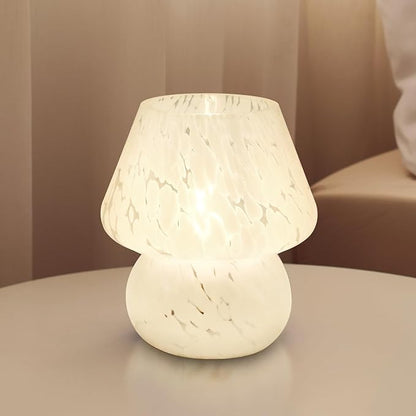 Mushroom Lamp Table Lamp for Bedroom,Desk Bedside Small Lamps for Living Room Night Stands,Mushroom Decor Cute Mini Modern Mid Century Lamps,Unique Aesthetic Home Living Room Decor(White-1)