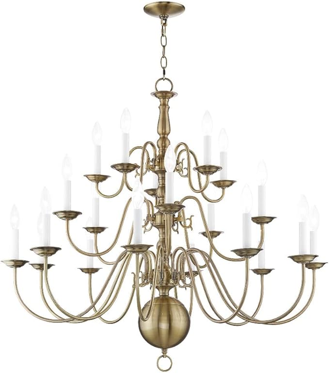Livex Lighting 5019-07 Williamsburgh 20-Light Chandelier, Bronze, 33.0" x 1.0" x 33.0"