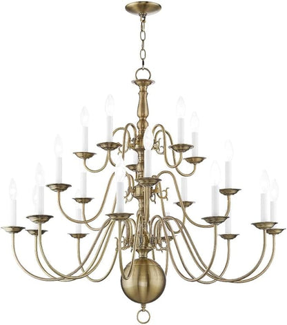 Livex Lighting 5019-07 Williamsburgh 20-Light Chandelier, Bronze, 33.0" x 1.0" x 33.0"