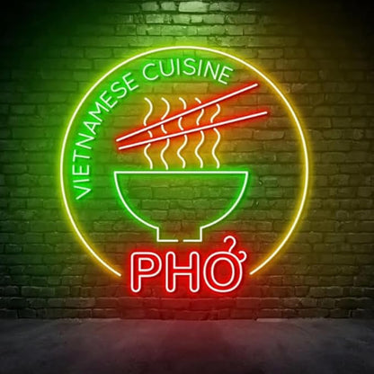 Pho Neon Sign, Vietnamese Cuisine Led Light, Pho Bowl Neon Light, Pho Food Led Light, Kitchen Wall Art, Vietnamese Restaurant Wall Decor Size:25inch