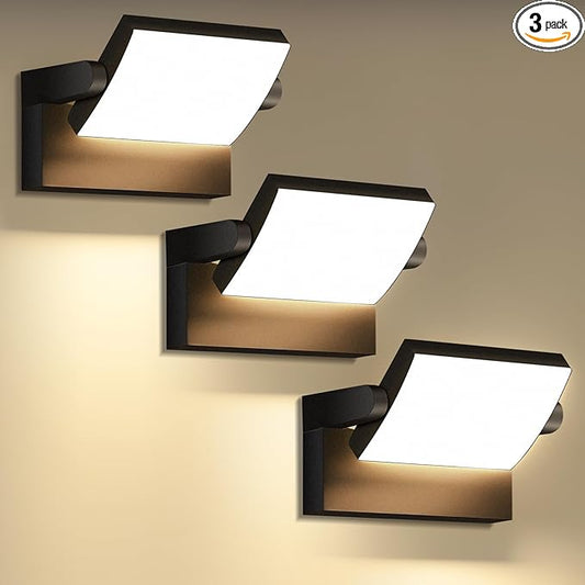 3 Pack Outdoor LED Wall Lights 40W Black Flood Lights 350°Rotation Exterior Lighting Fixture Commercial Security 3000K Waterporof for Barn Yard Garage Building Area Backyard