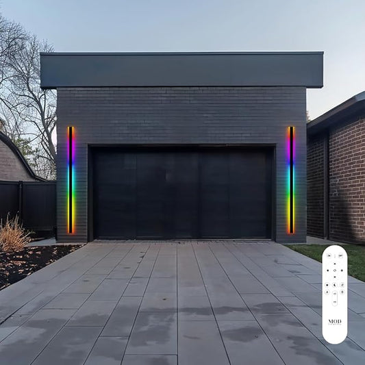 𝗠𝗢𝗗 𝗟𝗜𝗚𝗛𝗧𝗜𝗡𝗚 Haylen RGB | Waterproof Outdoor Wall Lights, Dimmable with Remote, 7 Colors and 358 Light Effects, Long Wall Sconce, Modern Linear Exterior Light Fixture, 1-Pack (RGB | 79")