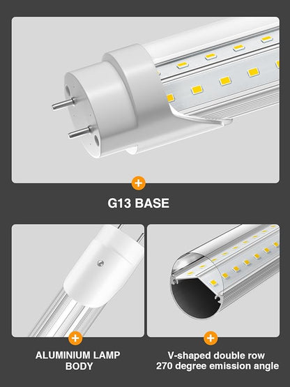 T8 Led Bulbs 4 Foot 6500K 36W 5400LM, Super Bright LED Daylight 4ft Bulb, Fluorescent Light Replacement, T8 4' Led Light Bulbs Ballast Bypass for Workshop Garage Warehouse 20 Pack
